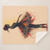 Ballerina Tanzt in Farbexplosion Sherpa Deken (Voorkant (horizontaal))