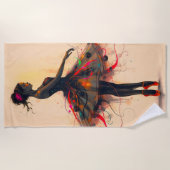 Ballerina Tanzt in Farbexplosion Strandlaken (Voorkant)