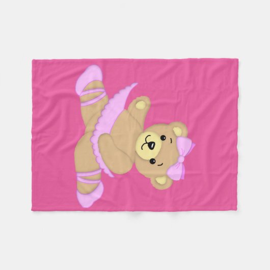 Ballerina Teddy Bear Fleece Deken (Voorkant (Horizontaal))