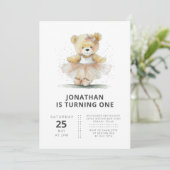 Ballerina Teddy Bear Modern Simple Kids Birthday Kaart (Staand voorkant)