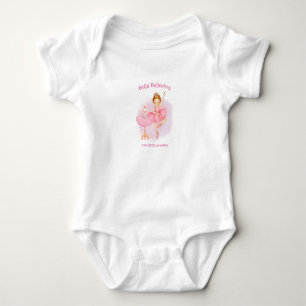 Ballerina, teddybeer en roze bloemen baby romper