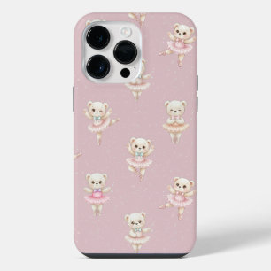 Ballerina Teddybeer Roze Naadloos Patroon iPhone 14 Pro Max Hoesje