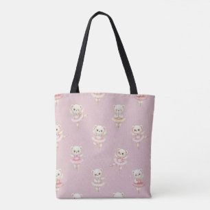 Ballerina Teddybeer Roze Naadloos Patroon Tote Bag