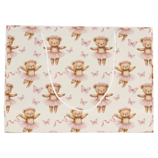 Ballerina Teddyberen Roze Tutus en Vlinders Groot Cadeauzakje (Achterkant)