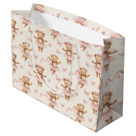 Ballerina Teddyberen Roze Tutus en Vlinders Groot Cadeauzakje (Achterkant Gekanteld)