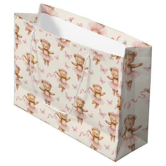 Ballerina Teddyberen Roze Tutus en Vlinders Groot Cadeauzakje (Voorkant Gekanteld)