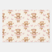 Ballerina Teddyberen Roze Tutus en Vlinders Inpakpapier Vel (Voorkant 2)