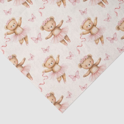 Ballerina Teddyberen Roze Tutus en Vlinders Tissuepapier (Detail)