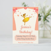 Ballerina thema verjaardag uitnodiging (Staand voorkant)