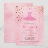 Ballerina thema verjaardagsfeestje uitnodiging (Voorkant / Achterkant)