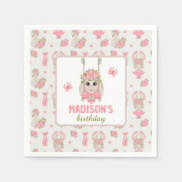 Ballerina themed bunny pastel roze meisje servet