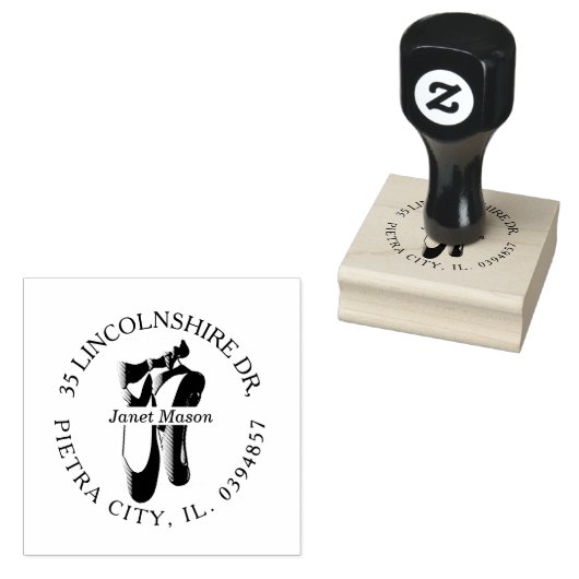 Ballerina Toe Shoes Return Address Cinzel Rubberstempel (Gestempeld)
