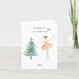 Ballerina Tree Girl's eerste kerstfeest Feestdagen Kaart