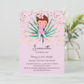 Ballerina Tropical Sparkle Invitation Kaart (Staand voorkant)