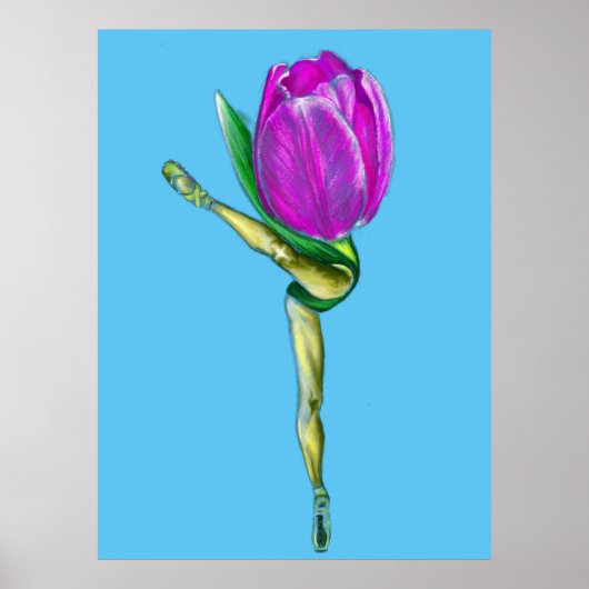 Ballerina Tulip Ballet Dance Poster - Schilderen (Voorkant)