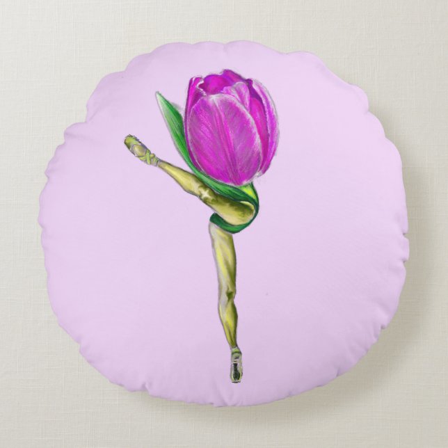 Ballerina Tulp Ballet Danser Ronde Kussen (Voorkant)