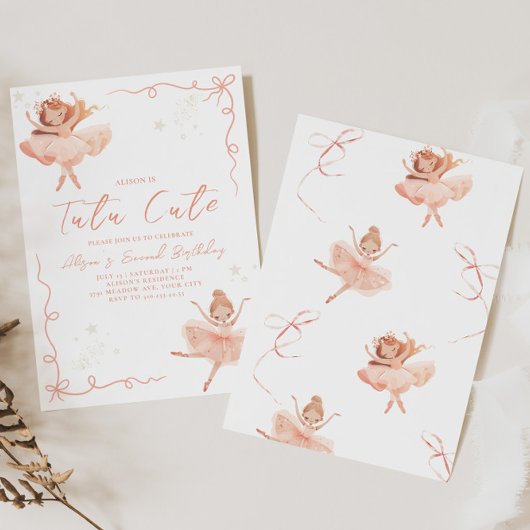 Ballerina Tutu 2e verjaardag uitnodiging