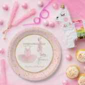 Ballerina Tutu Baby Girl Shower Script Typografie Papieren Bordje (Feest)