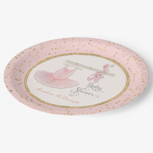 Ballerina Tutu Baby Girl Shower Script Typografie Papieren Bordje (Gekanteld)