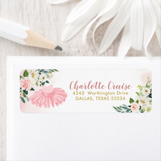 Ballerina Tutu Baby shower Adreslabel Etiket (Insitu)