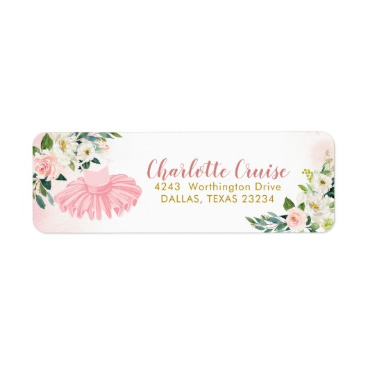 Ballerina Tutu Baby shower Adreslabel Etiket (Voorkant)