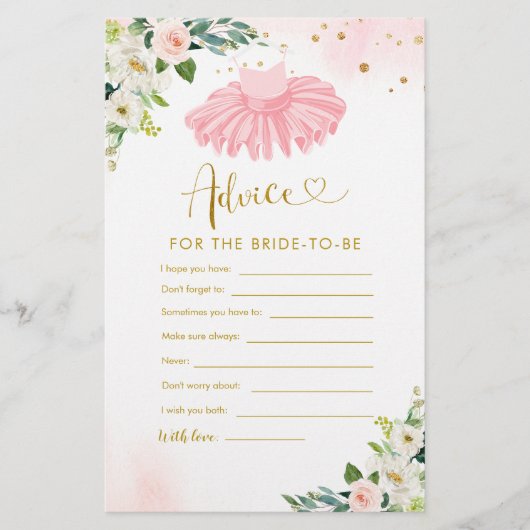 Ballerina Tutu Baby shower Advies voor Ouders Kaar (Voorkant)