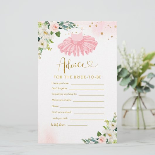 Ballerina Tutu Baby shower Advies voor Ouders Kaar (Staand voorkant)