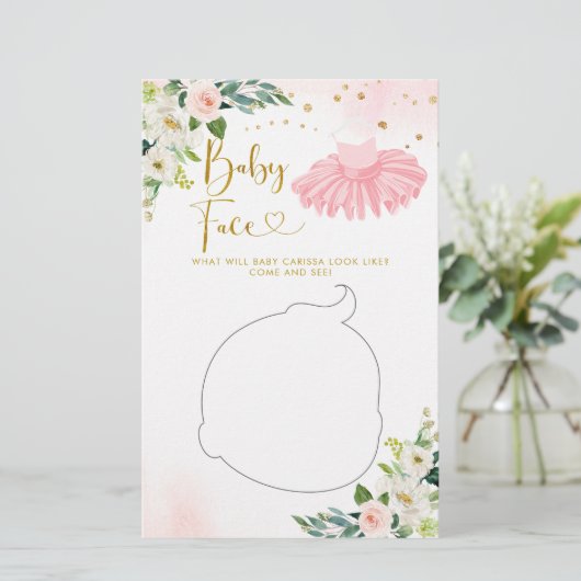 Ballerina Tutu Baby shower Baby Gezichtsspel (Staand voorkant)