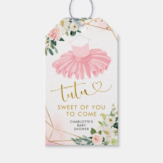 Ballerina Tutu Baby shower Dank u Label Cadeaulabel (Voorkant)