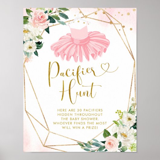 Ballerina Tutu Baby shower Fopspeen Hunt Poster (Voorkant)