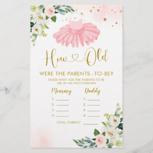 Ballerina Tutu Baby shower Hoe oude Ouders Spel