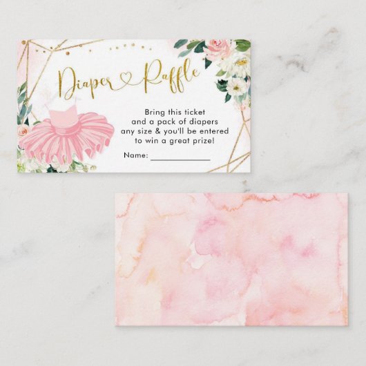 Ballerina Tutu Baby shower Luier Raffle Kaart (Voorkant / Achterkant)