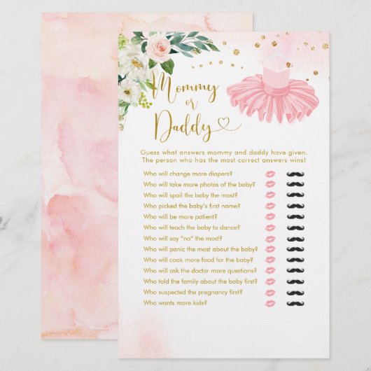 Ballerina Tutu Baby shower mama of papa (Voorkant / Achterkant)