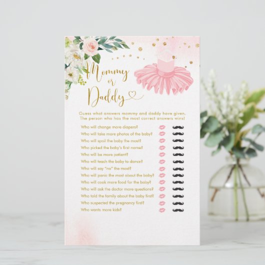 Ballerina Tutu Baby shower mama of papa (Staand voorkant)