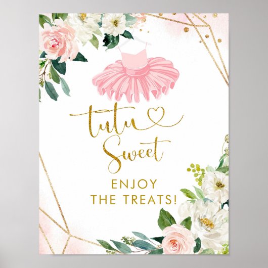 Ballerina Tutu Baby shower Tutu Sweet Sign Poster (Voorkant)