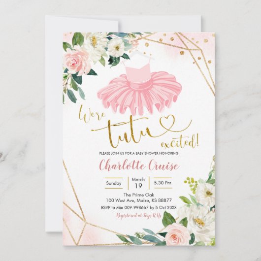Ballerina Tutu Baby Shower Uitnodiging (Voorkant)