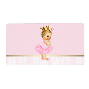 Ballerina Tutu Baby Shower-waterfles Etiket