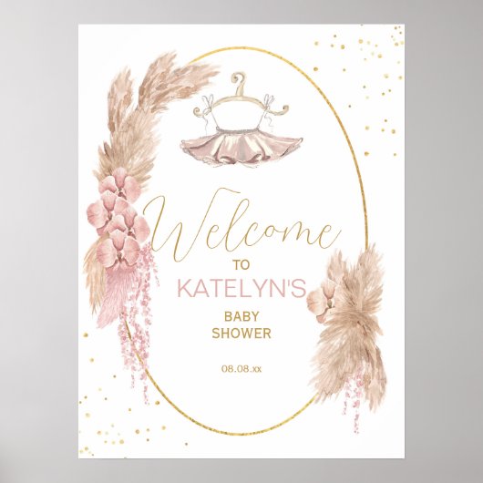 Ballerina Tutu Baby shower Welkom Poster (Voorkant)