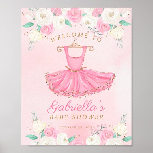 Ballerina Tutu Baby shower Welkom Poster (Voorkant)