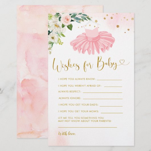 Ballerina Tutu Baby shower Wensen voor Baby (Voorkant / Achterkant)