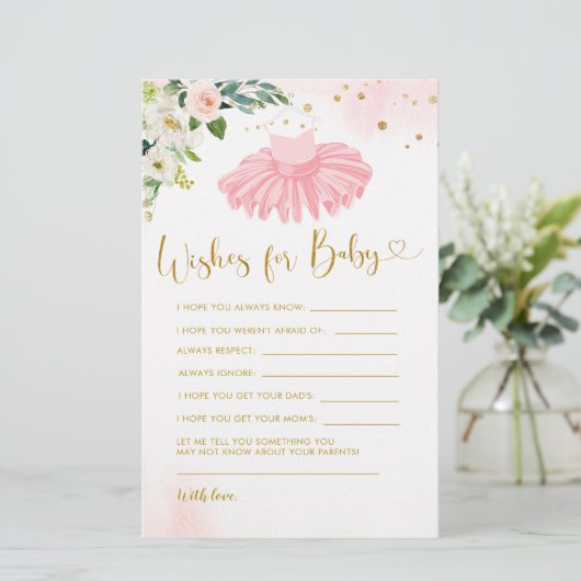 Ballerina Tutu Baby shower Wensen voor Baby (Staand voorkant)