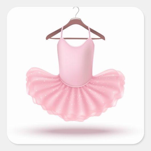 Ballerina Tutu Ballet Pink Girly Elegant  Vierkante Sticker (Voorkant)