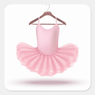 Ballerina Tutu Ballet Pink Girly Elegant Vierkante Sticker