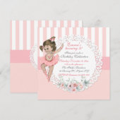 Ballerina Tutu Ballet Pink White Stripes Lace Kaart (Voorkant / Achterkant)