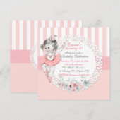 Ballerina Tutu Ballet Pink White Stripes Lace Kaart (Voorkant / Achterkant)