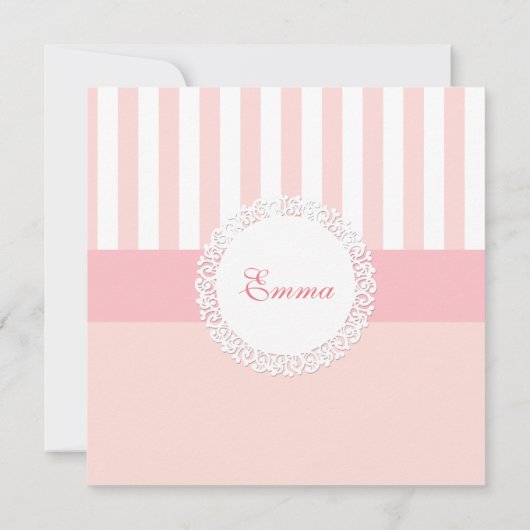 Ballerina Tutu Ballet Pink White Stripes Lace Kaart (Achterkant)