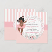 Ballerina Tutu Ballet Pink White Stripes Lace Kaart (Voorkant / Achterkant)