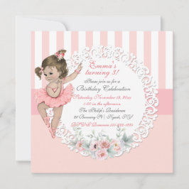 Ballerina Tutu Ballet Roze Wit Strepen Kant Kaart