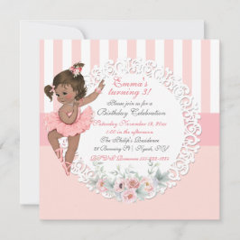 Ballerina Tutu Ballet Roze Wit Strepen Kant Kaart