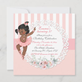 Ballerina Tutu Ballet Roze Wit Strepen Kant Kaart